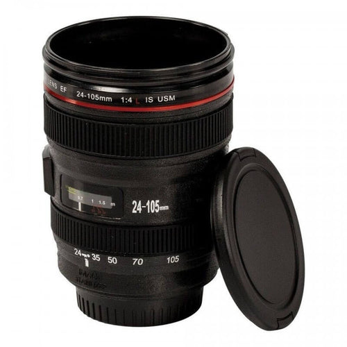 Cana multifunctionala Edman tip obiectiv foto, Termica, Portabila, 400ml, Negru