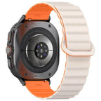 Curea cu prindere magnetica Edman siliconica compatibila Galaxy Watch Ultra, Alb-Portocaliu