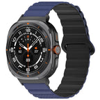 Curea cu prindere magnetica Edman siliconica compatibila Galaxy Watch Ultra, Albastru-Negru