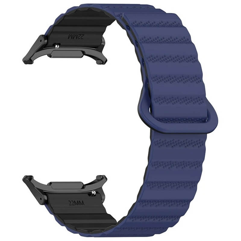 Curea cu prindere magnetica Edman siliconica compatibila Galaxy Watch Ultra, Albastru-Negru