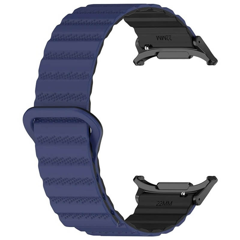 Curea cu prindere magnetica Edman siliconica compatibila Galaxy Watch Ultra, Albastru-Negru