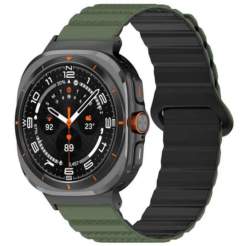 Curea cu prindere magnetica Edman siliconica compatibila Galaxy Watch Ultra, Verde-Negru
