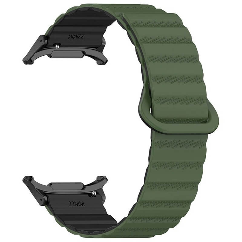 Curea cu prindere magnetica Edman siliconica compatibila Galaxy Watch Ultra, Verde-Negru