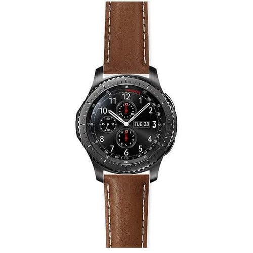 Curea din piele Edman compatibila Samsung Gear S3, Quick Release, 22mm, Maro inchis