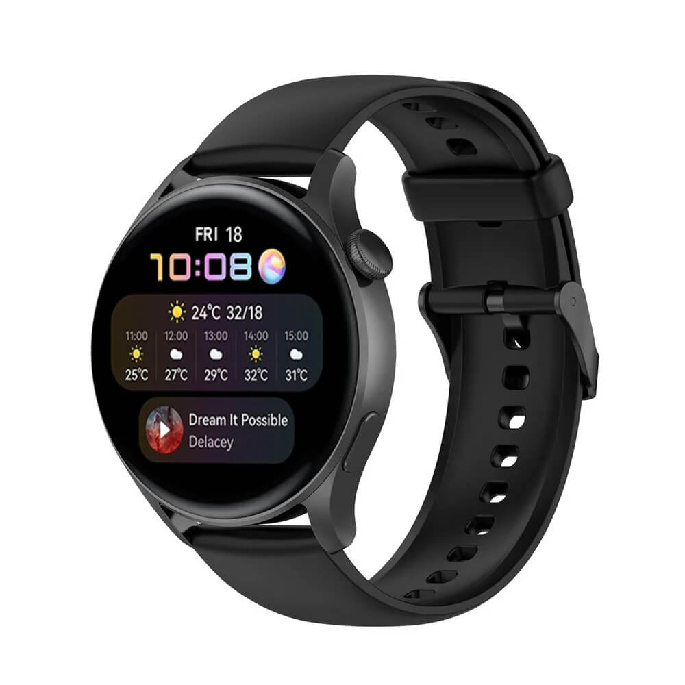 Curea Edman compatibila Huawei Watch 3, 22mm, Negru