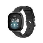 Curea Edman din piele compatibila cu Fitbit Versa 3 / Sense, Negru