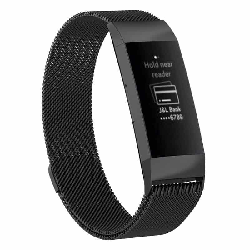 Curea metalica magnetica Edman pentru Fitbit Charge 3 / 4, marimea S, Negru
