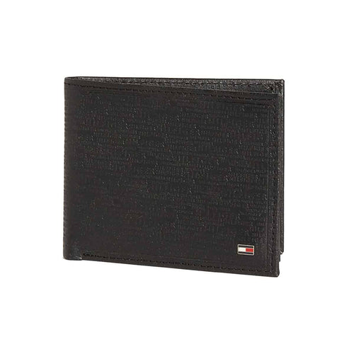 Portofel Tommy Hilfiger Black Leather Bi-Fold Wallet, din piele, Negru