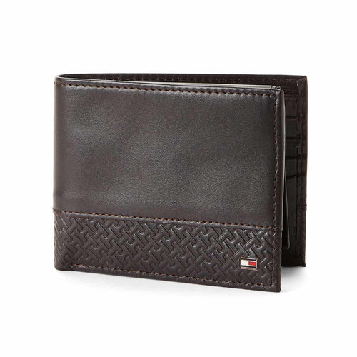 Portofel Tommy Hilfiger Melvin Passcase Wallet, din piele, Maro
