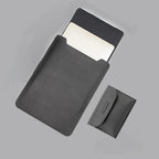 Husa cu buzunar de accesorii Edman Minimalist M13P pentru Apple Macbook Air/Pro de 12-13″,cu mousepad, din piele si material textil, Negru