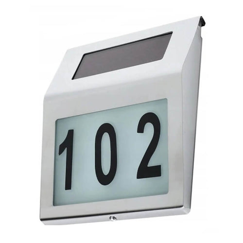 Lampa solara LED Edman cu display numar, rezistenta la apa, metal, Argintiu