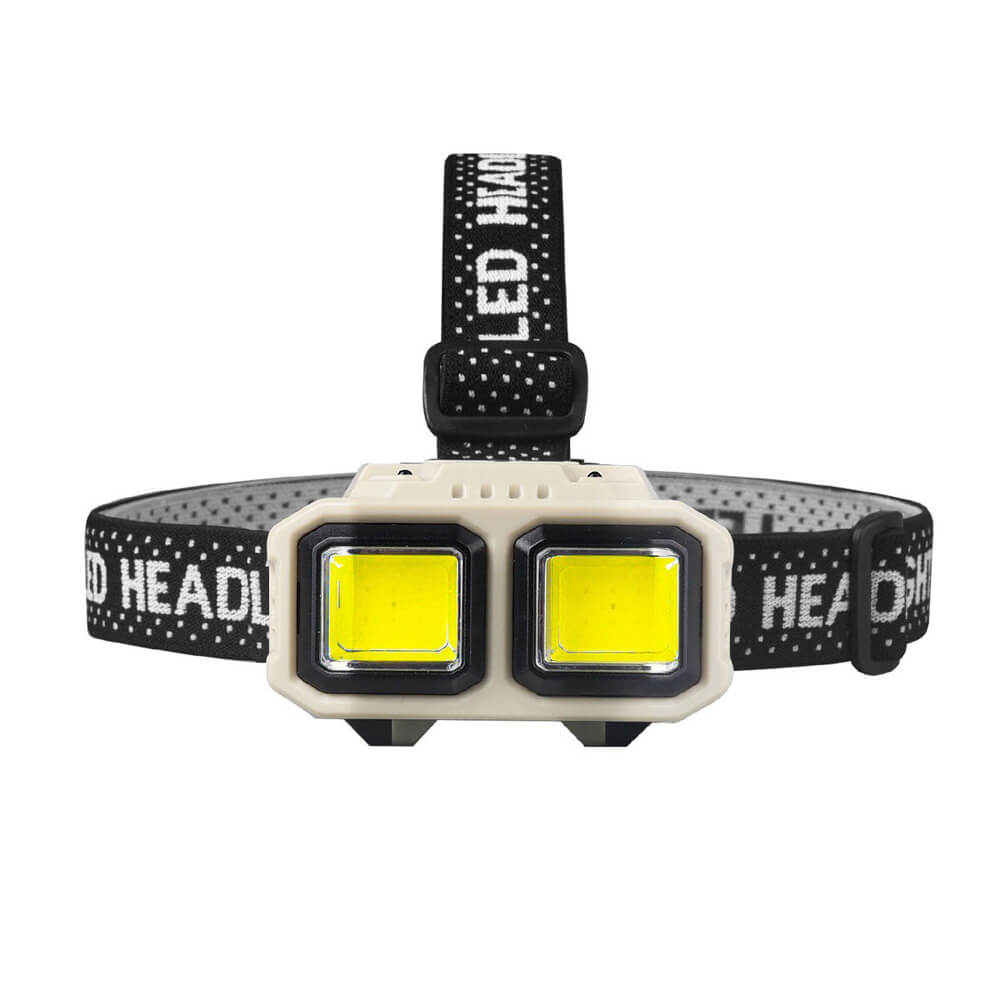 Lanterna de cap LED Edman, Profesionala, Incarcare USB, Senzor Miscare, 4 Moduri Lumina, 2 Nivele De Intensitate, Pentru Pescuit, Vanatoare, Munca, Indicator Baterie, HX816S, Bej