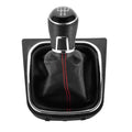 Manson schimbator de viteze MOTOR10 cu nuca, cusatura rosie, pentru VW Golf 5, Golf 6, Jetta, Scirocco, 5 trepte