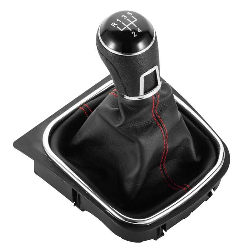 Manson schimbator de viteze MOTOR10 cu nuca, cusatura rosie, pentru VW Golf 5, Golf 6, Jetta, Scirocco, 5 trepte
