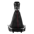 Manson schimbator de viteze MOTOR10 cu nuca, cusatura rosie, pentru VW Golf 5, Golf 6, Jetta, Scirocco, 5 trepte