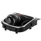 Manson schimbator de viteze MOTOR10 cu nuca, cusatura rosie, pentru VW Golf 5, Golf 6, Jetta, Scirocco, 5 trepte