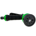 Pistol de stropit Edman, 8 moduri de udat, rotativ, set conectori, maner ergonomic, Negru/Verde