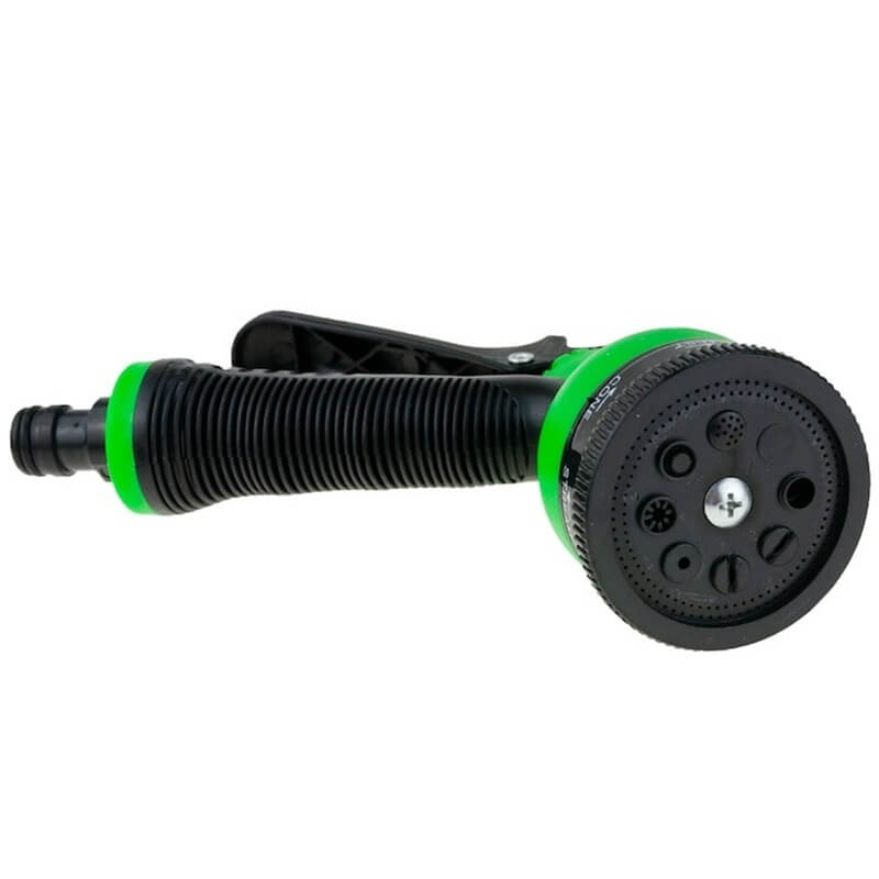 Pistol de stropit Edman, 8 moduri de udat, rotativ, set conectori, maner ergonomic, Negru/Verde