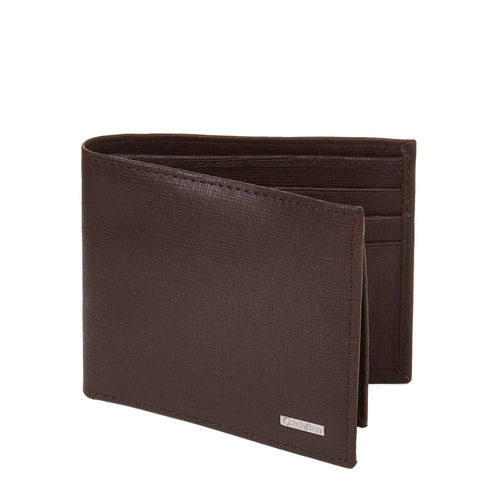 Portofel Calvin Klein Brown Saffiano RFID Passcase Wallet, din piele, Maro