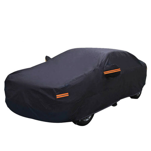 Prelata Auto MOTOR10 Sedan, Cu Benzi Reflectorizante, Buzunare Oglinzi, Material Premium, 100% Rezistenta la Apa, Negru