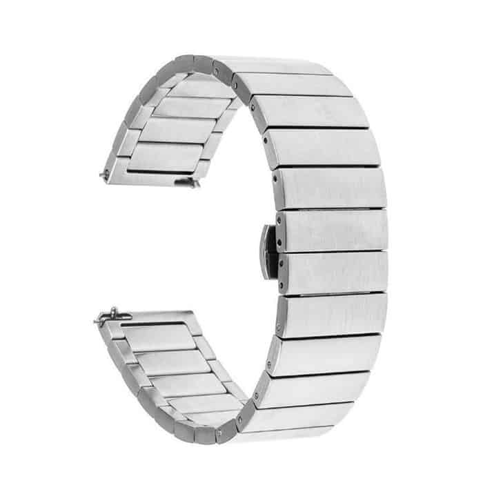 Curea metalica Edman 1Z pentru Samsung Gear S3 si telescoape Quick Release incluse in pachet, latime prindere 22mm, Argintiu