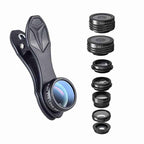 Set lentile 7 in 1 profesionale Apexel DG7, prindere filet 17mm, 7 in 1 Super Wide, Telephoto, Macro, Fisheye, CPL, Caleidoscop cu clip universal pentru camera foto, telefoane sau tablete