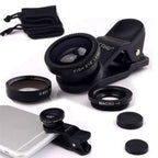 Kit Lentile Foto 3-in-1 Fisheye Edman, Wide Angle si Macro pentru telefon/tableta, Negru