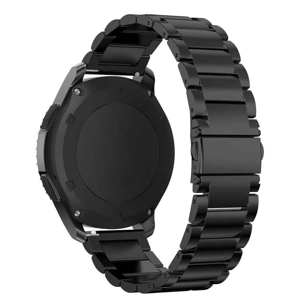Curea metalica Edman 3Z pentru Samsung Gear S3 si telescoape Quick Release incluse in pachet, latime prindere 22mm, Negru