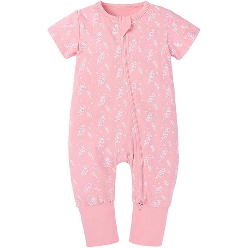 Salopeta pijama Edman bebe/copii Autumn cu maneca lunga, fermoar reversibil, bumbac, 3-6 luni, Roz