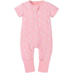 Salopeta pijama Edman bebe/copii Autumn cu maneca lunga, fermoar reversibil, bumbac, 3-6 luni, Roz