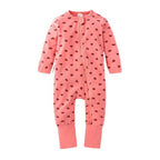 Salopeta pijama Edman bebe/copii Watermelon cu maneca lunga, fermoar reversibil, bumbac, 6-12 luni, Roz deschis