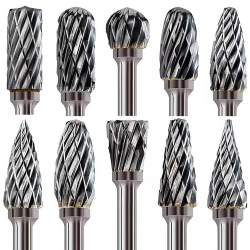Set 10 freze din carbura de tungsten Edman pentru prelucrarea lemnului, ceramicii, pietrei si metalului, Argintiu