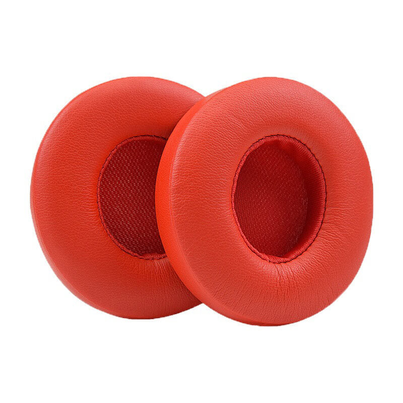 Set 2 bureti Edman pentru casti Beats Solo 3, Solo 2 Wireless, On-Ear, Piele ecologica, Rosu