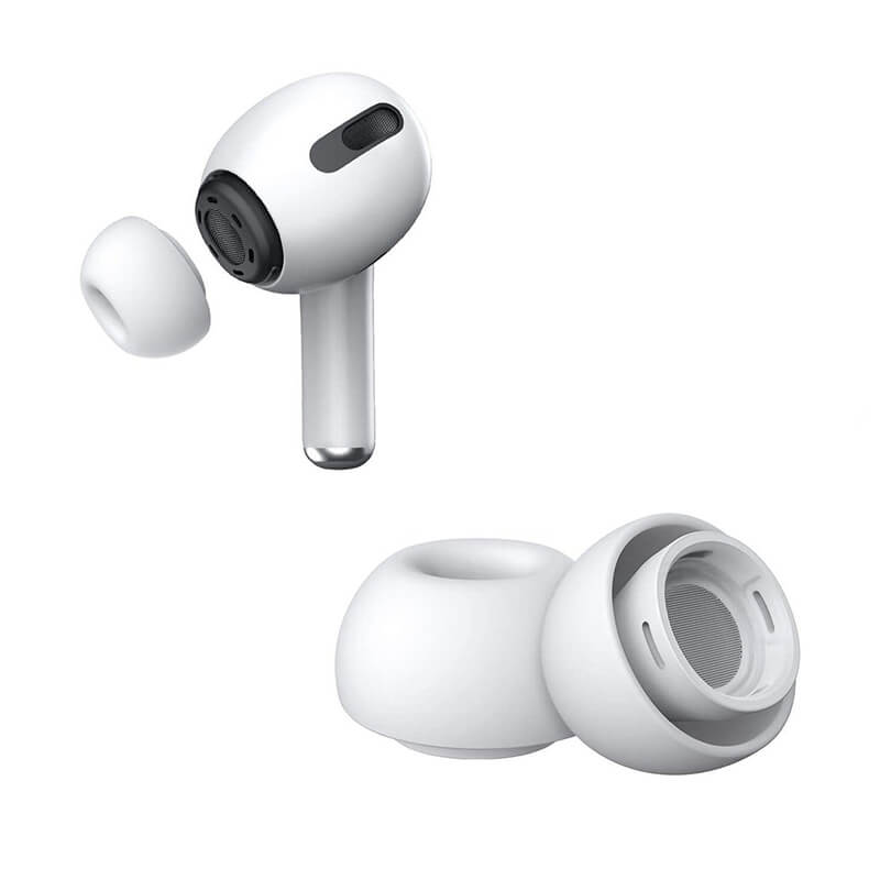 Set 2 dopuri Edman din silicon pentru casti AirPods Pro, AirPods Pro (gen 2), marimea S, alb