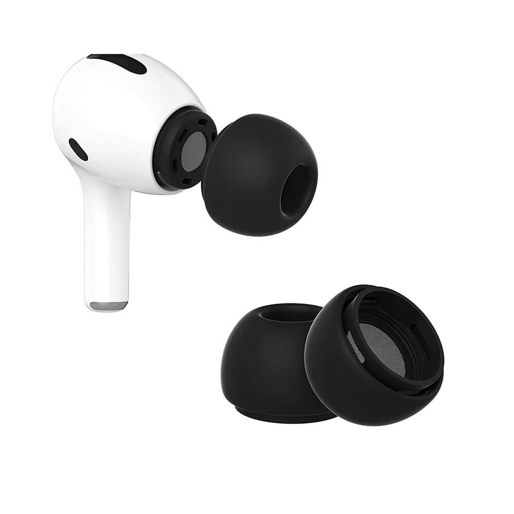 Set 2 dopuri Edman din silicon pentru casti AirPods Pro, AirPods Pro (gen 2), marimea S, Negru