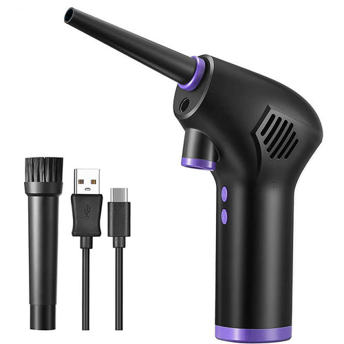 Suflanta aer Edman, pentru Indepartare Praf PC, Aer Conditionat, Tasatura, Jaluzele, Canapea, Telefon, Obiectiv Aparat Foto, doua Tipuri de Duze, Lanterna LED, fara Fir, Negru