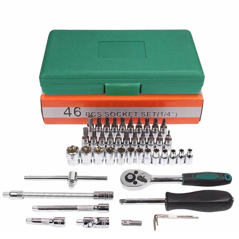 Trusa reparatie masina MOTOR10 46 piese, otel inoxidabil, Negru/Verde